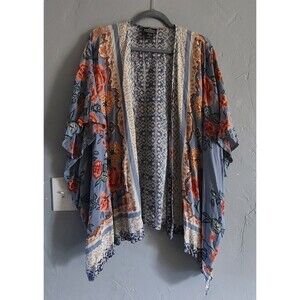 ANGIE  Kimono Cardigan  Women's Size L,Rayón, Floral  Hippie, Bohemian, Preppy,